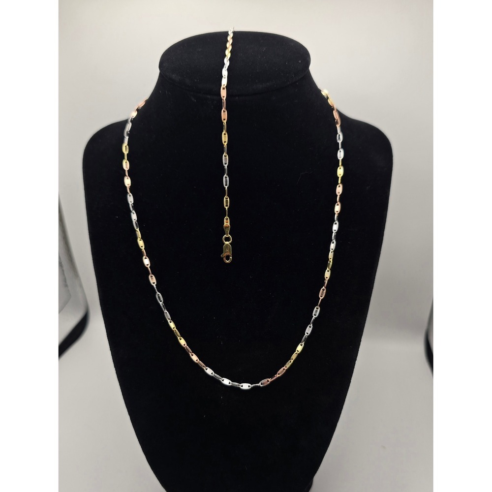 18K -Gold Filled Tri-Color Necklace & Bracelet Set | 16" Necklace + 7" Bracelet